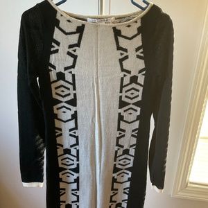 Diane von Furstenberg , Black and White 100% wool dress. Size Small Petite.